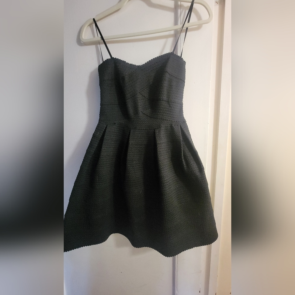 Elegant Black Strapless Textured Dress